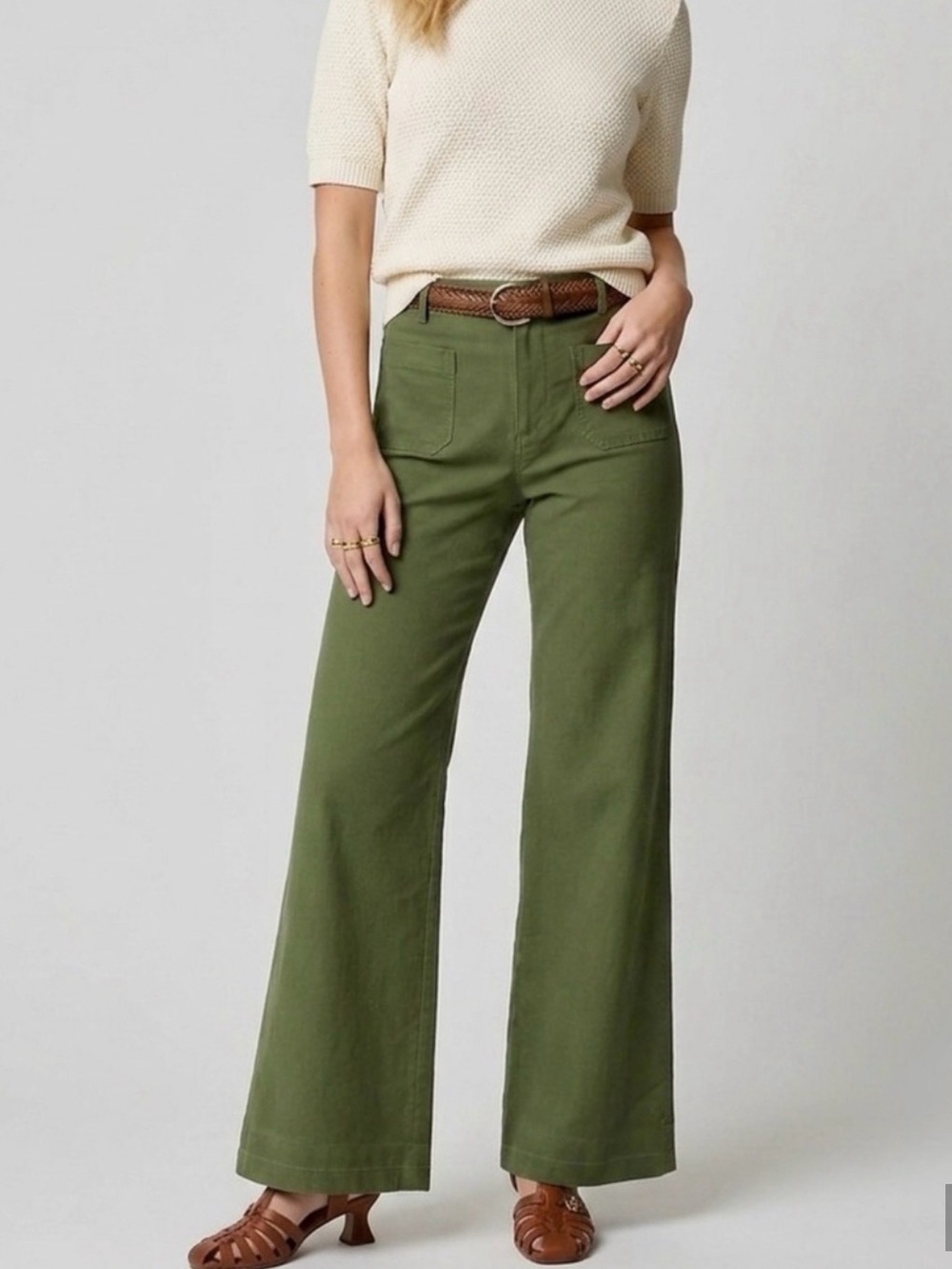 J Crew factory Lizzy Olive Green Wide-Leg Pants 24
